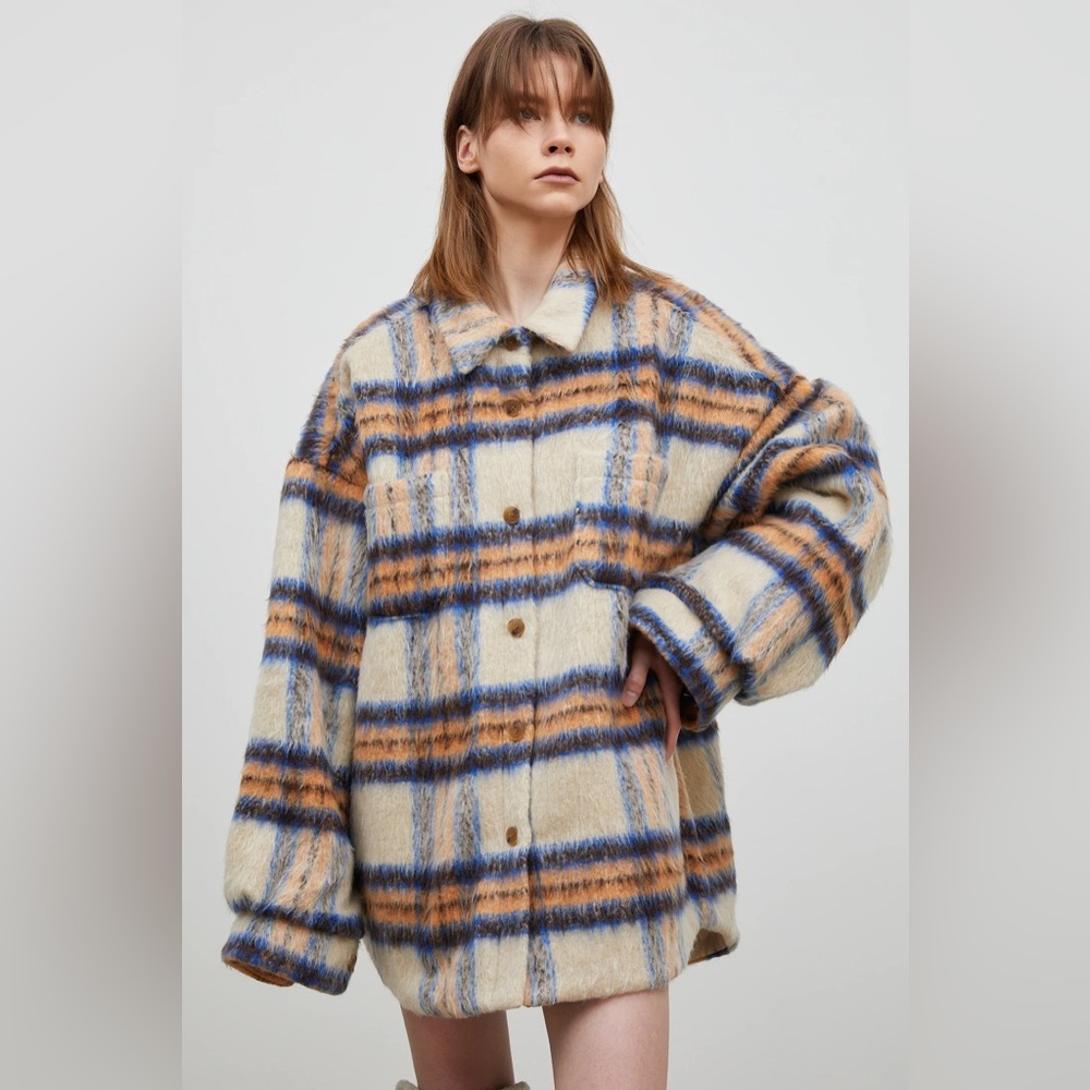 Sourceunknown Checker Wool-Blend Oversized Shacket - image 1